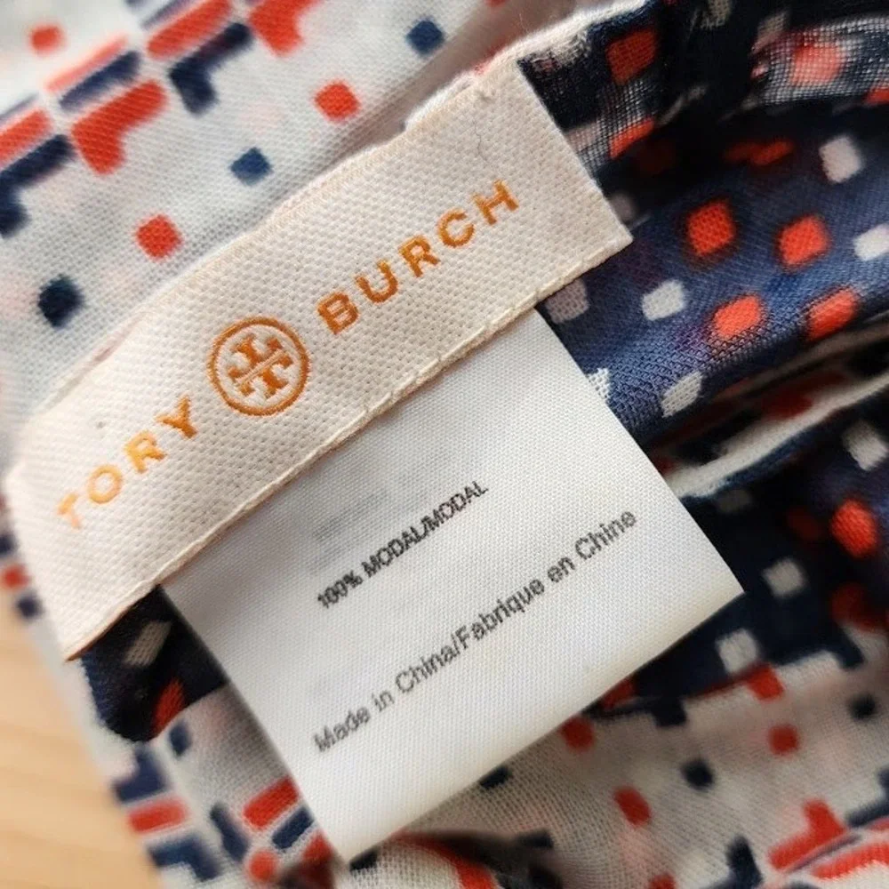 TORY BURCH Printed Infinity Scarf Red White Blue Preppy‎ Boho OS
